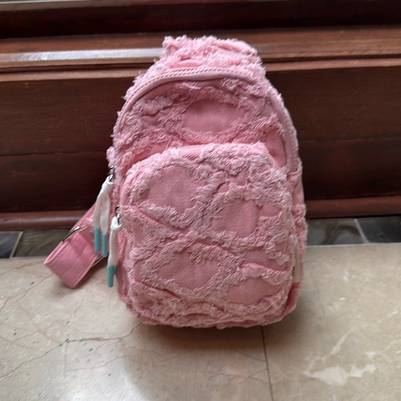 🆕 Wildfox Pink or Black textured denim crossover - Picture 3 of 4